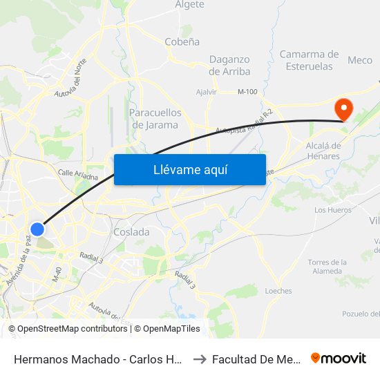 Hermanos Machado - Carlos Hernández to Facultad De Medicina map