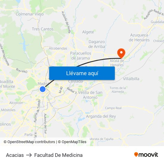 Acacias to Facultad De Medicina map