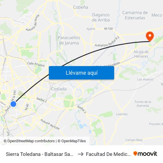 Sierra Toledana - Baltasar Santos to Facultad De Medicina map