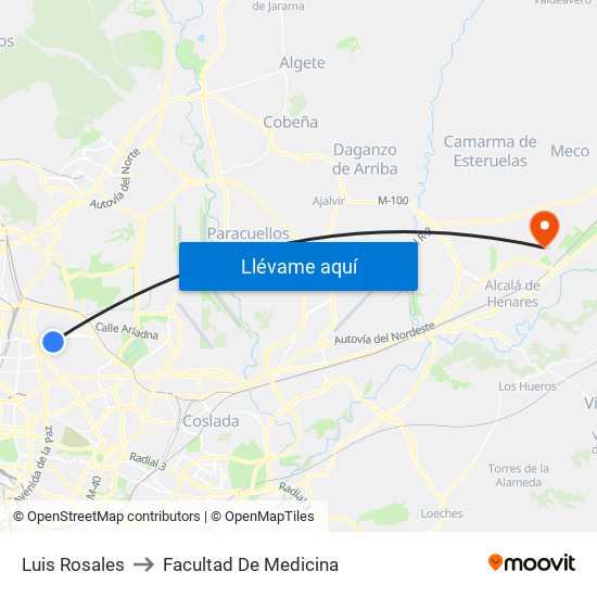 Luis Rosales to Facultad De Medicina map