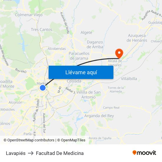 Lavapiés to Facultad De Medicina map