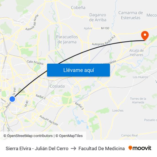 Sierra Elvira - Julián Del Cerro to Facultad De Medicina map