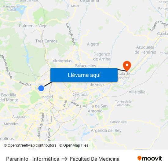 Paraninfo - Informática to Facultad De Medicina map