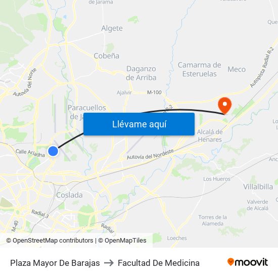 Plaza Mayor De Barajas to Facultad De Medicina map