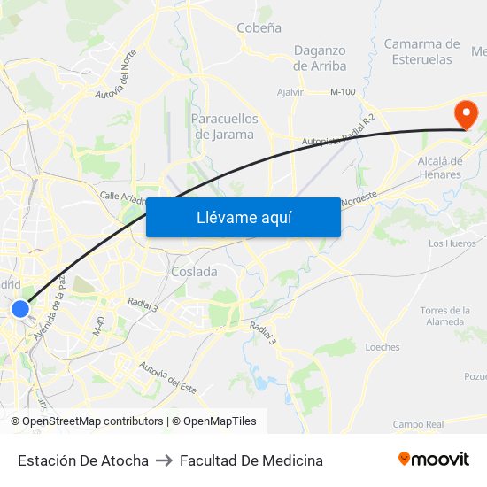 Estación De Atocha to Facultad De Medicina map