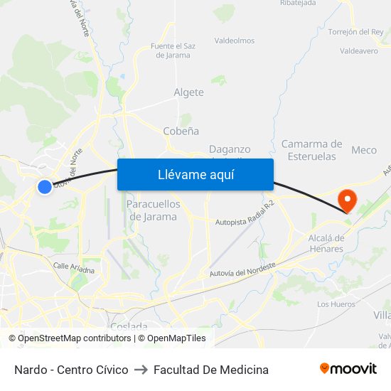 Nardo - Centro Cívico to Facultad De Medicina map