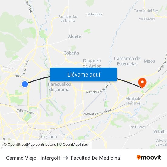 Camino Viejo - Intergolf to Facultad De Medicina map