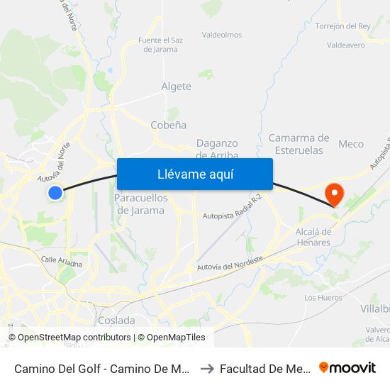 Camino Del Golf - Camino De Mesoncillos to Facultad De Medicina map