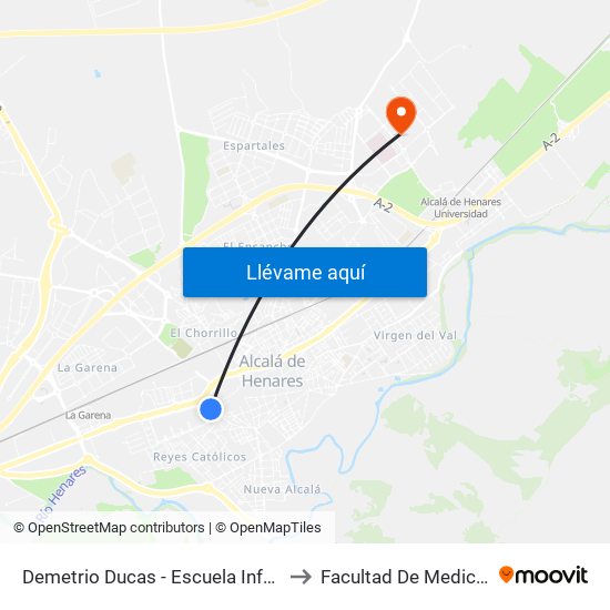 Demetrio Ducas - Escuela Infantil to Facultad De Medicina map