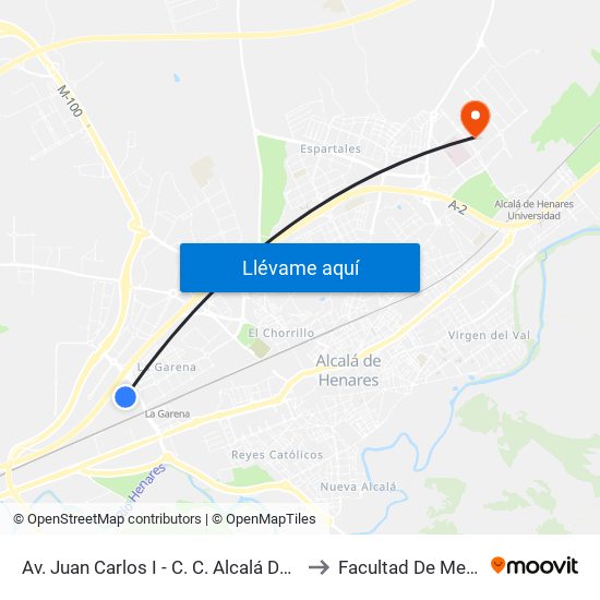 Av. Juan Carlos I - C. C. Alcalá De Henares to Facultad De Medicina map