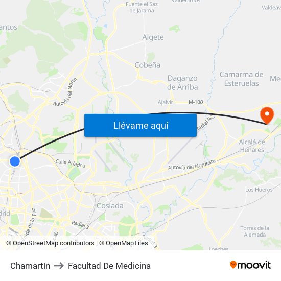 Chamartín to Facultad De Medicina map