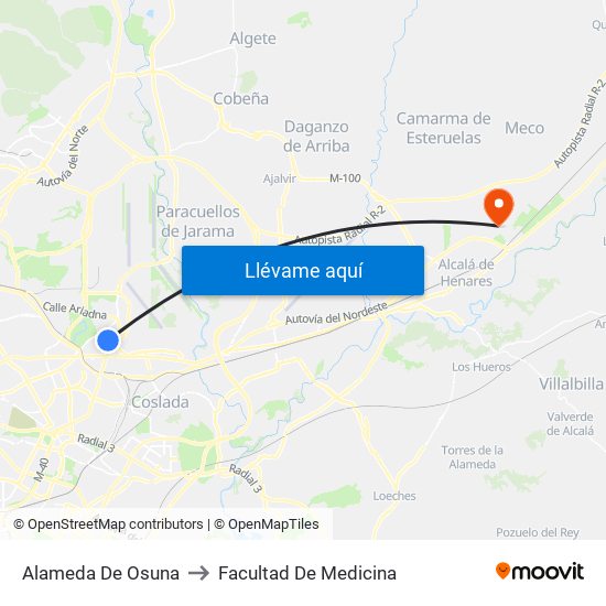 Alameda De Osuna to Facultad De Medicina map