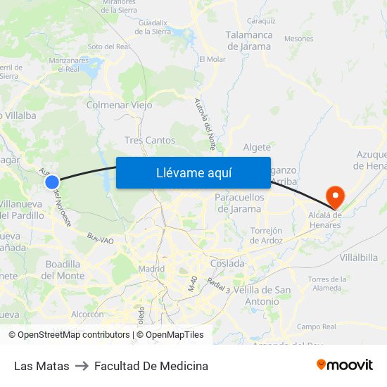 Las Matas to Facultad De Medicina map