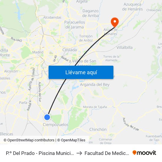 P.º Del Prado - Piscina Municipal to Facultad De Medicina map