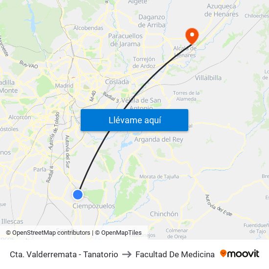 Cta. Valderremata - Tanatorio to Facultad De Medicina map