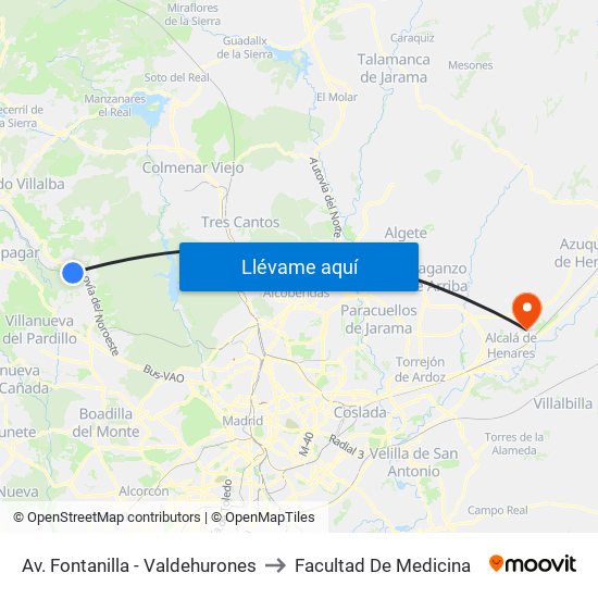 Av. Fontanilla - Valdehurones to Facultad De Medicina map