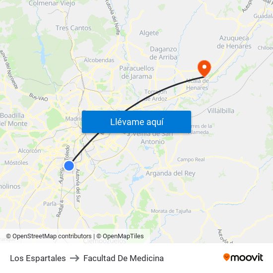 Los Espartales to Facultad De Medicina map
