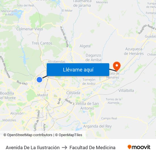 Avenida De La Ilustración to Facultad De Medicina map