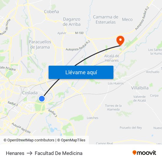 Henares to Facultad De Medicina map