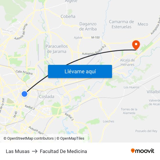 Las Musas to Facultad De Medicina map