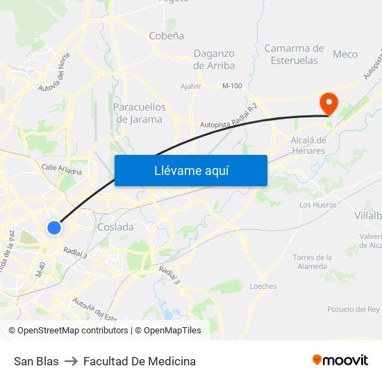 San Blas to Facultad De Medicina map