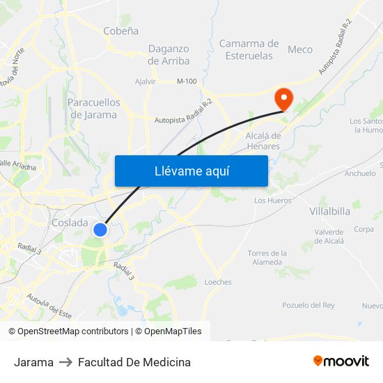 Jarama to Facultad De Medicina map