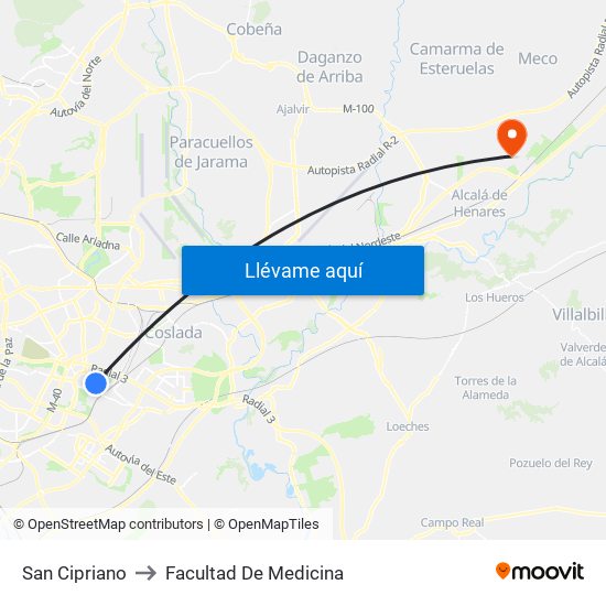 San Cipriano to Facultad De Medicina map