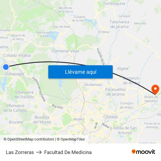 Las Zorreras to Facultad De Medicina map