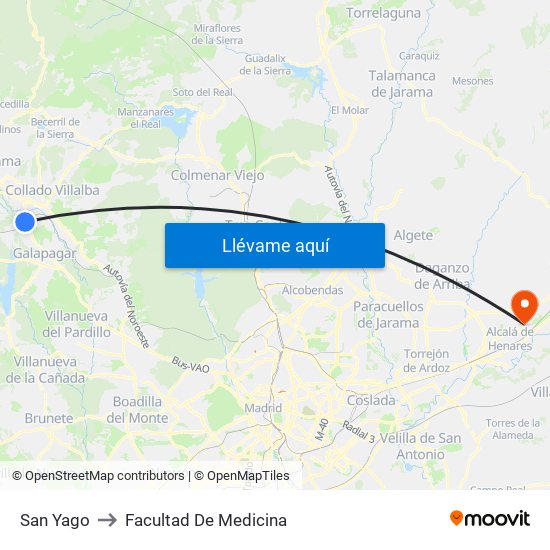 San Yago to Facultad De Medicina map