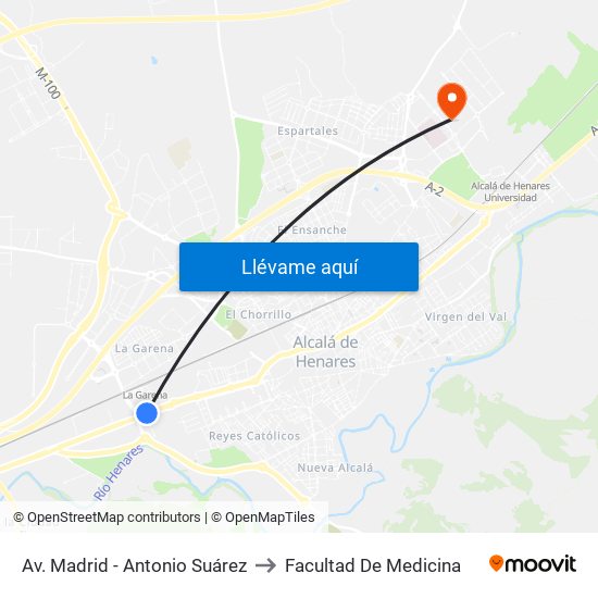 Av. Madrid - Antonio Suárez to Facultad De Medicina map