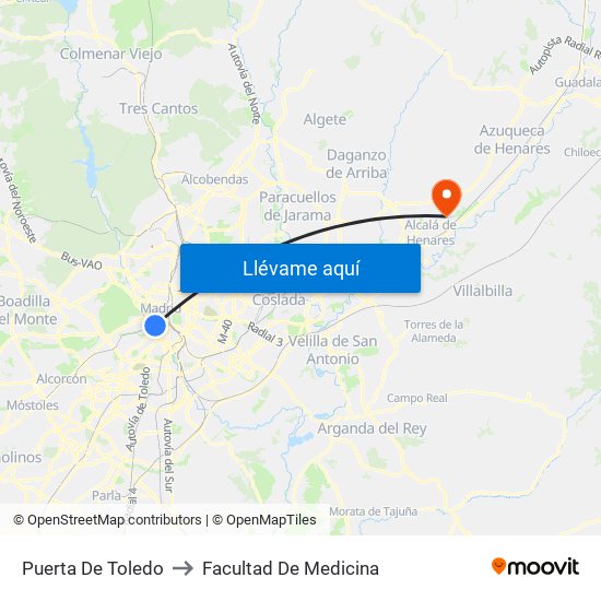 Puerta De Toledo to Facultad De Medicina map