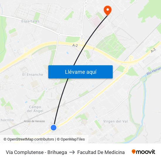 Vía Complutense - Brihuega to Facultad De Medicina map