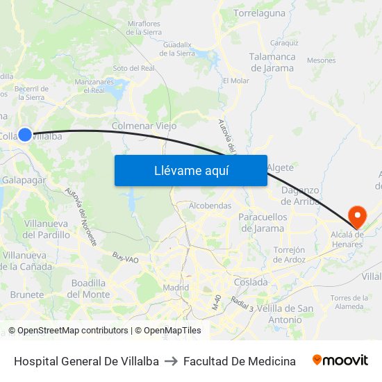 Hospital General De Villalba to Facultad De Medicina map