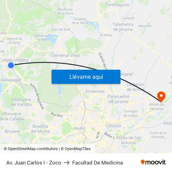 Av. Juan Carlos I - Zoco to Facultad De Medicina map