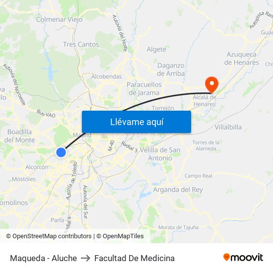 Maqueda - Aluche to Facultad De Medicina map