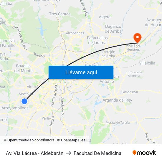 Av. Vía Láctea - Aldebarán to Facultad De Medicina map