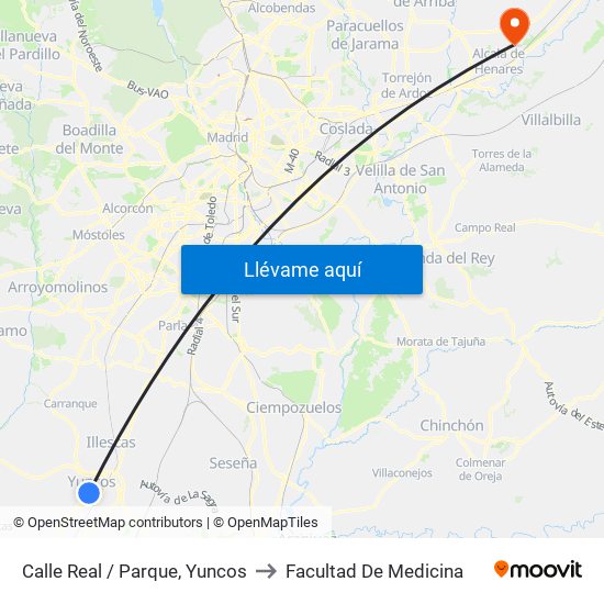 Calle Real / Parque, Yuncos to Facultad De Medicina map