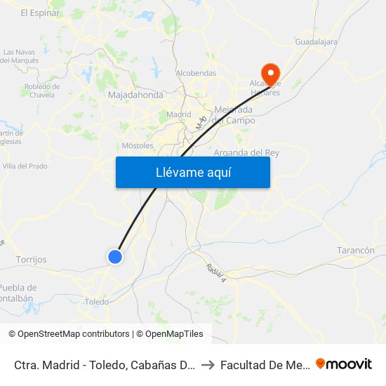 Ctra. Madrid - Toledo, Cabañas De La Sagra to Facultad De Medicina map