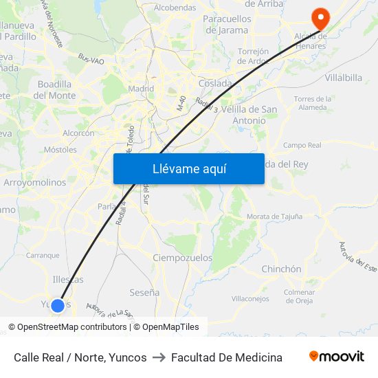 Calle Real / Norte, Yuncos to Facultad De Medicina map