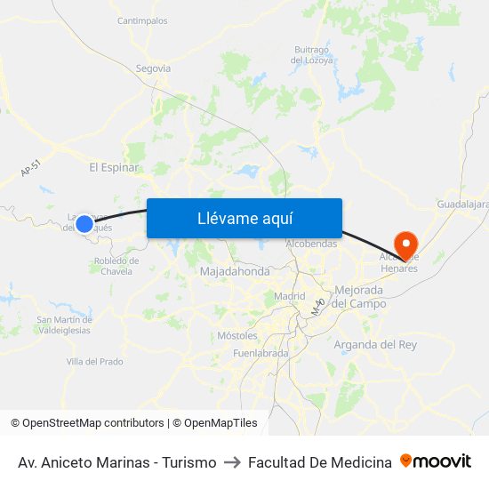 Av. Aniceto Marinas - Turismo to Facultad De Medicina map