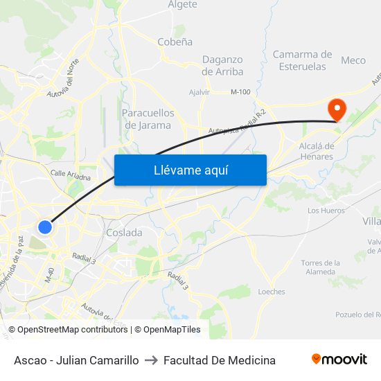 Ascao - Julian Camarillo to Facultad De Medicina map