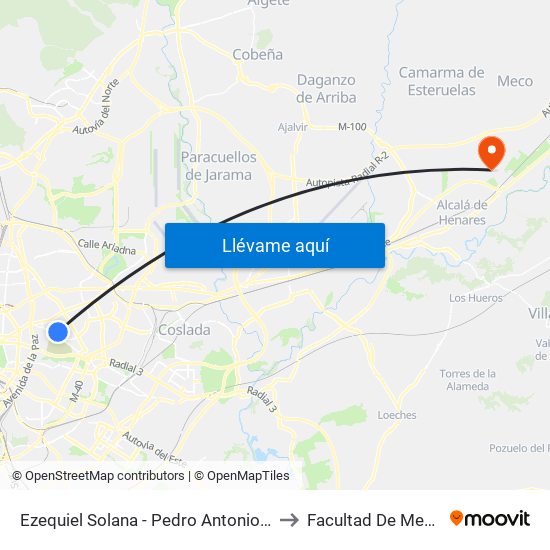 Ezequiel Solana - Pedro Antonio Alarcón to Facultad De Medicina map