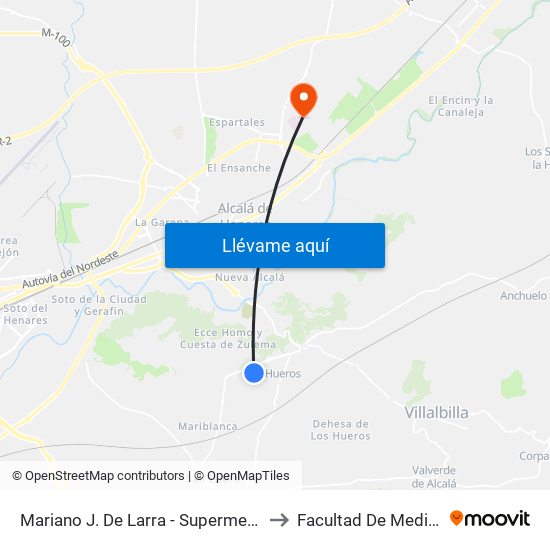 Mariano J. De Larra - Supermercado to Facultad De Medicina map