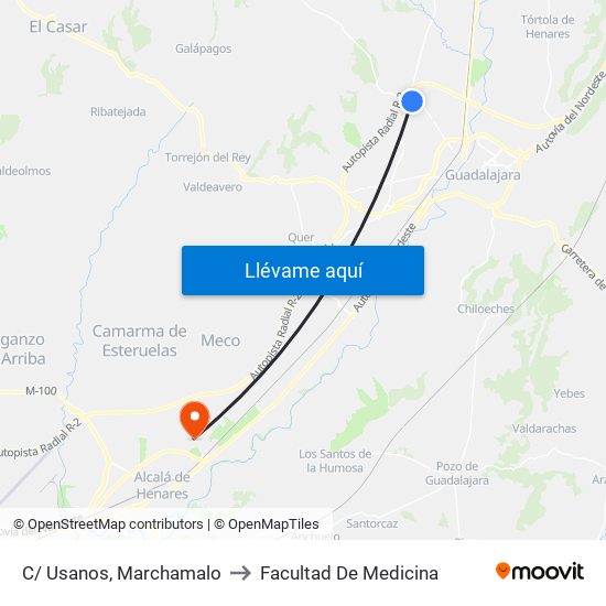 C/ Usanos, Marchamalo to Facultad De Medicina map