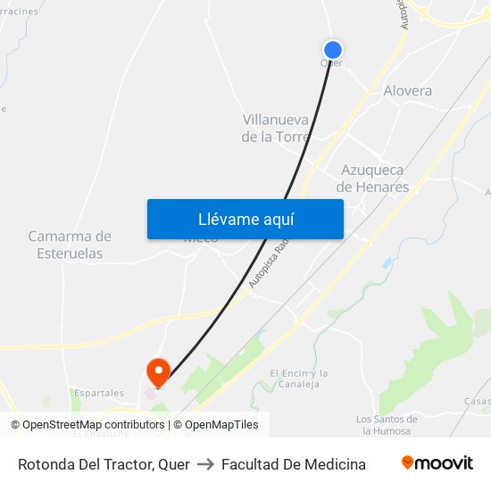 Rotonda Del Tractor, Quer to Facultad De Medicina map
