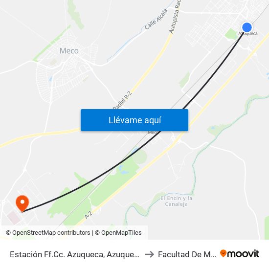 Estación Ff.Cc. Azuqueca, Azuqueca De Henares to Facultad De Medicina map