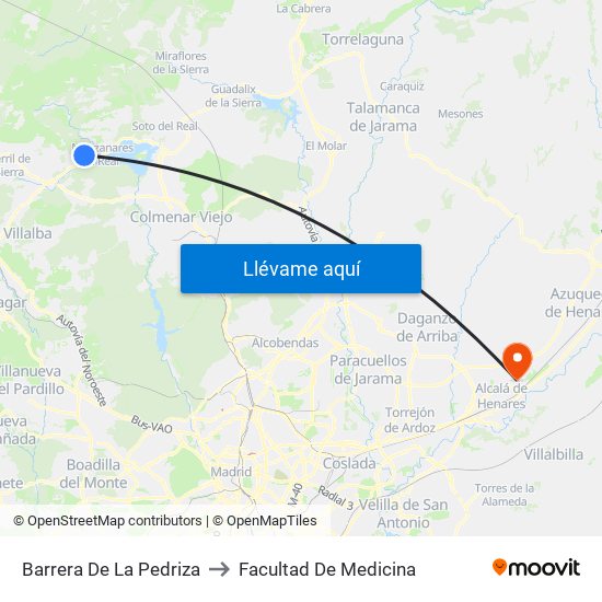 Barrera De La Pedriza to Facultad De Medicina map