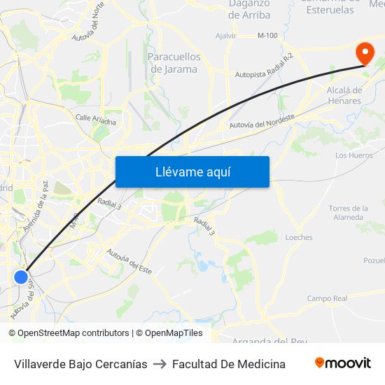 Villaverde Bajo Cercanías to Facultad De Medicina map