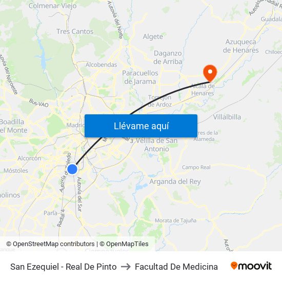 San Ezequiel - Real De Pinto to Facultad De Medicina map