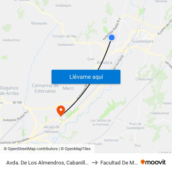 Avda. De Los Almendros, Cabanillas Del Campo to Facultad De Medicina map